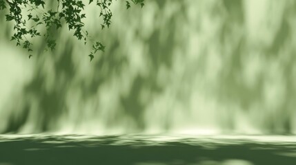 Poster - Green Abstract Background with Leaves Shadow for Natural Beauty and Cosmetics Display