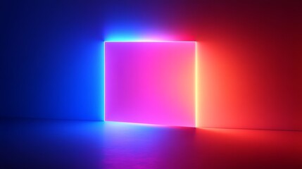 Poster - Abstract Neon Square with Gradient Background and Glowing Effect