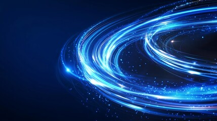 Poster - dynamic blue light swirl creating an energetic motion effect in a dark background