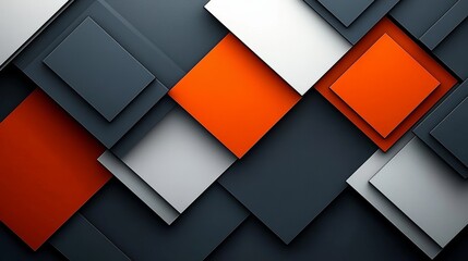 Poster - Minimalist Abstract Geometric Design with Overlapping Dark Gray and Orange Shapes for Modern Business Background