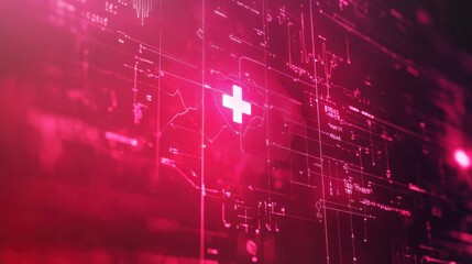 Poster - Abstract digital medical technology background with health data
