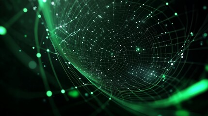 Poster - Visual representation of a digital network with glowing green nodes and connecting lines