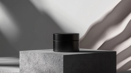 Poster - Black Product Mockup for Advertising on Minimalist Concrete Background with Soft Shadows