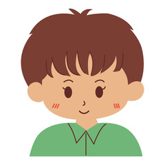 Wall Mural - Boy in green with brown hair. Ideal for children's books, school materials, and nature themed designs. Versatile and charming character