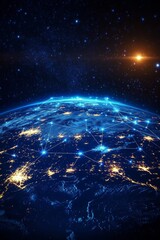 Poster - Global Connectivity Network Communication Technology Earth at Night