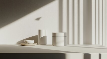Poster - Contemporary Product Mockup with Minimalist Design and Soft Shadows in Modern Interior Setting