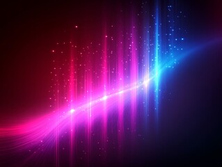 Poster - Abstract Neon Background with Vertical Pink Blue Lines and Plasma Jets in Cyberpunk Style