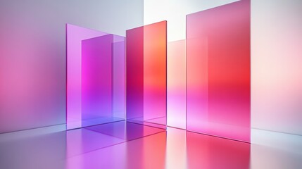 Poster - Abstract Geometric Background with Gradient Glass Panels in Pink Purple Blue