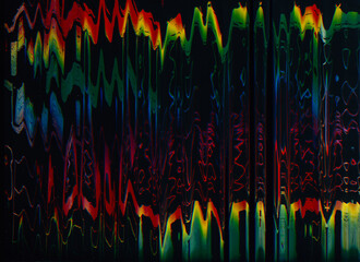 Wall Mural - color glitch. distortion noise overlay. rainbow fuzzy stripes electronic waves static artifacts vibr