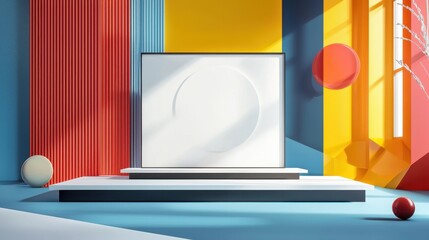 Poster - Bold Mockup Presentation with Vibrant Colors and Geometric Shapes for Advertising Purposes