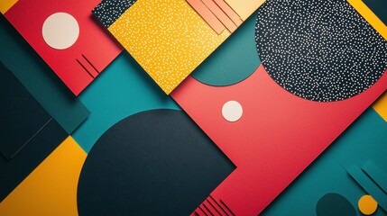 Poster - Artistic Vibrant Background Mockup Template Featuring Colorful Geometric Shapes and Textures