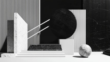 Poster - Abstract Artistic Graphic Mockup Featuring Clean Lines and Geometric Shapes in Black and White