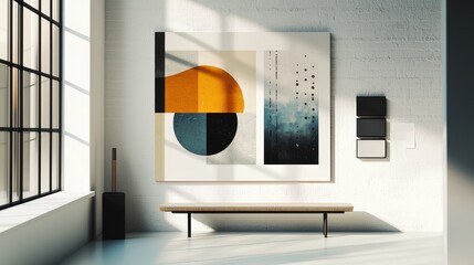 Poster - Modern Artistic Interior Featuring Clean Graphics in a Bright Room with Abstract Design Elements