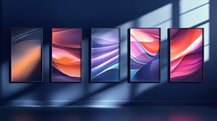 Poster - Artistic Mockup Showcase with Smooth Gradient Graphics in Modern Interior Setting