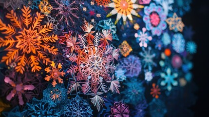 Aufkleber - Colorful paper art creation art studio paper cuttings indoor close-up creative expression and design techniques
