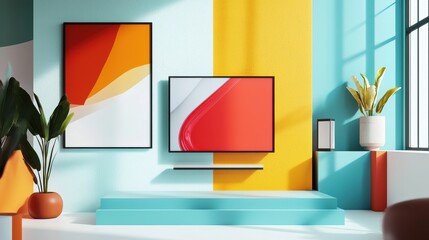 Poster - Modern Artistic Interactive Mockup Presentation with Bold Colors and Stylish Design Elements