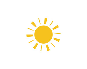 Fototapete - Yellow sun icon. Shine sun ray. Sunset, sunrise Summer, sunlight, nature, sky icon. Yellow sun icons. Vector illustration isolated on white background