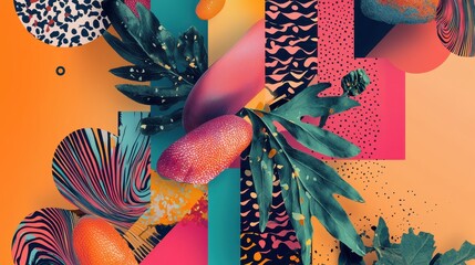 Poster - Vibrant Artistic Mockup with Bold Patterns and Colorful Shapes for Creative Design Projects
