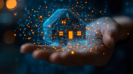 Poster - Holographic representation of a smart home technology demonstration in a hand