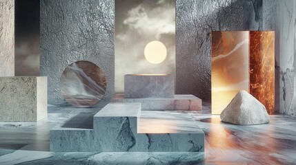 Poster - Artistic Product Layout Mockup with Layered Textures and Abstract Elements