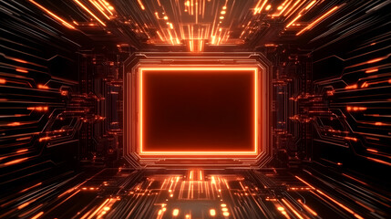 Poster - Dynamic digital circuitry visualization virtual space abstract art futuristic environment close-up view technology concept