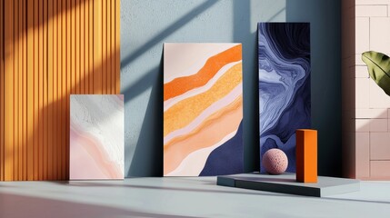 Poster - Modern Artistic Showcase of Smooth Textured Panels in Stylish Interior Space