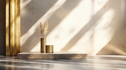 Poster - Elegant Mockup of Minimalist Interior with Layered Gradients and Natural Elements