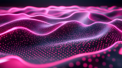 Poster - Dynamic digital waves virtual environment abstract art futuristic aesthetics close-up view visual exploration