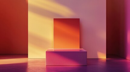 Poster - Vibrant Abstract Background with Layered Gradients and Mockup Display in Soft Light