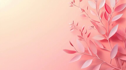 Poster - Soft Gradient Background Mockup with Smooth Pink Leaves and Elegant Design Elements