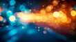 © Mahemud - Blur Glow Overlay: Lens flare filter with bokeh sunlight glare leak. Retro illumination effect with defocused orange, blue, and white light, abstract background.