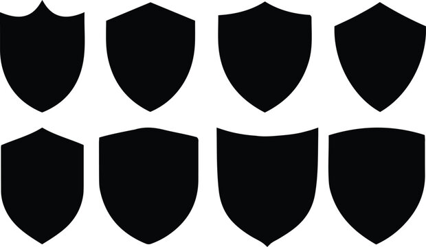 Shield silhouette icon set vector, secure icon set silhouette vector
