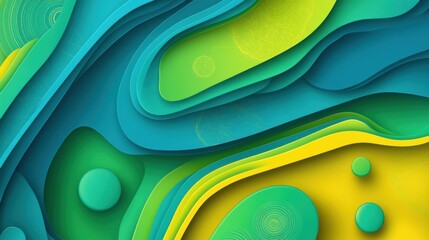 Poster - Vibrant Abstract Pattern with Curves and Waves in Blue and Yellow