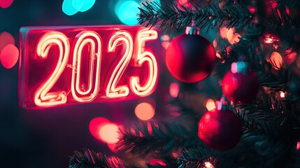 Fototapete - Vibrant neon light sign reading 