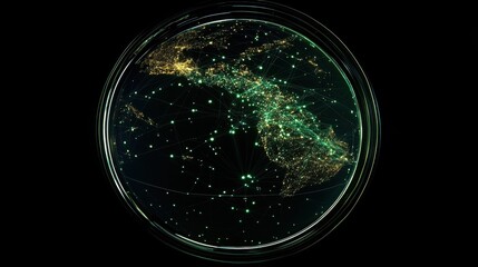 Poster - Abstract Global Network Visualization with Bright City Lights and Stars