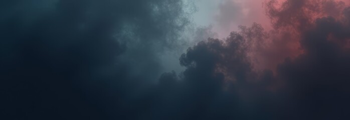 Poster - A cloudy sky with a train track in the background