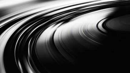 Wall Mural - Abstract Black and White Swirling Vinyl Record Design