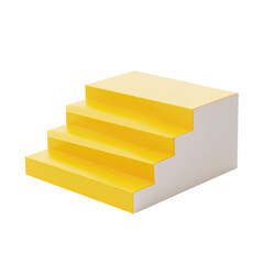 Aufkleber - A 3D illustration featuring yellow steps on a white block on white and transparent background.