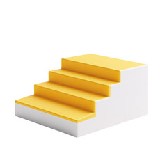 Aufkleber - A 3D illustration featuring yellow steps on a white block on white and transparent background.