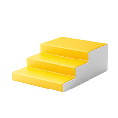 Aufkleber - A 3D illustration featuring yellow steps on a white block on white and transparent background.