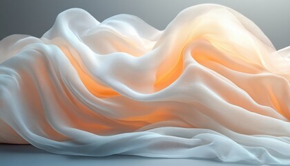 Poster - Abstract Flowing Fabric with Soft Pastel Colors and Dramatic Lighting for Minimalist Design