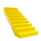 A 3D illustration featuring yellow steps on a white block, representing progression and elevation. Perfect for visual metaphors and architectural themes. Isolated on white and transparent background.