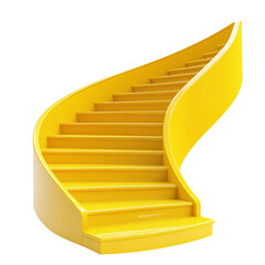 Aufkleber - A 3D illustration featuring yellow steps on a white block, representing progression and elevation. Perfect for visual metaphors and architectural themes. Isolated on white and transparent background.
