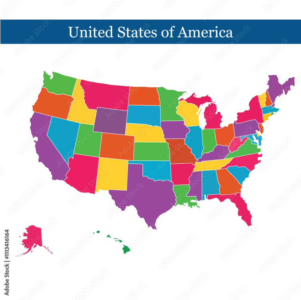 USA Map, Digital United States of America Map isolated in white ...