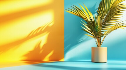 Poster - Bright and Dynamic Indoor Plant Mockup Against Colorful Background for Creative Design