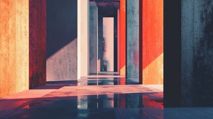 Poster - Dynamic Abstract Space with Vibrant Colors and Unique Light Reflections for Creative Showcasing