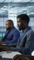 Poster - vertical video system administrators in data center implementing ai predictive maintenance systems. 