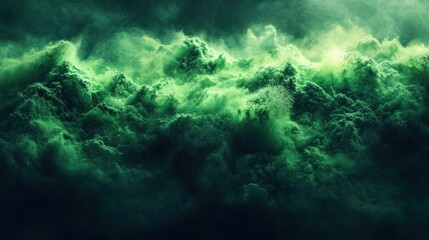 Poster - Green Powder Explosion Abstract Background Vibrant Colorful Splash Dust Isolated on White High Contrast Artistic Design