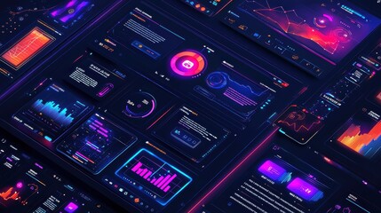 Poster - Vibrant Digital Mockup Design Showcasing User Interface with Engaging Visual Elements