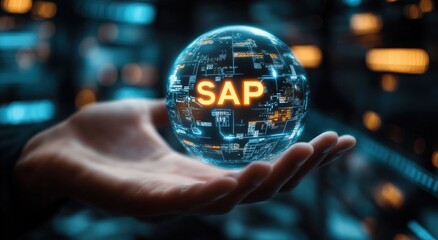Poster - Enterprise Resource Planning System Concept Virtual Globe for Business Process Automation and Management Software